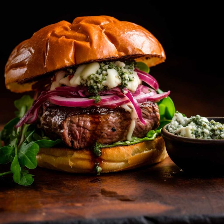 Hambúrguer de Picanha com Molho de Chimichurri