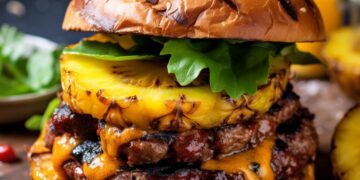 Hambúrguer de Costela com Abacaxi Grelhado